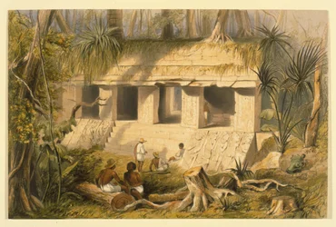 Hoofdhof van het Paleis in Palenque, illustratie uit 